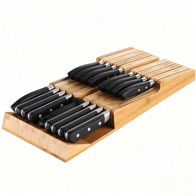 Bamboo In-Drawer Knife Block Set For 16 Knives manufacturers